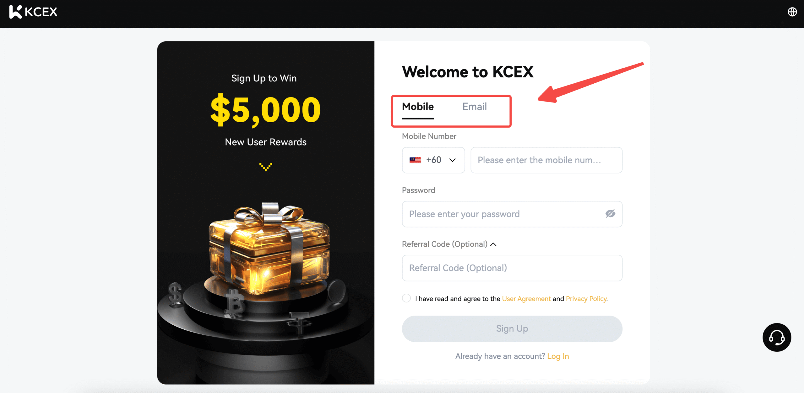 ورود صرافی کی سی ایکس KCEX