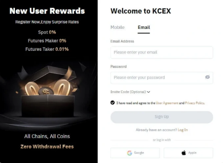 ثبت‌نام در KCEX